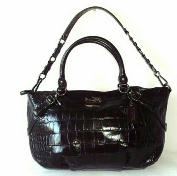 Coach Handbags - Women Vintage Coach Elegant Black Crocodile-Embossed Handbag